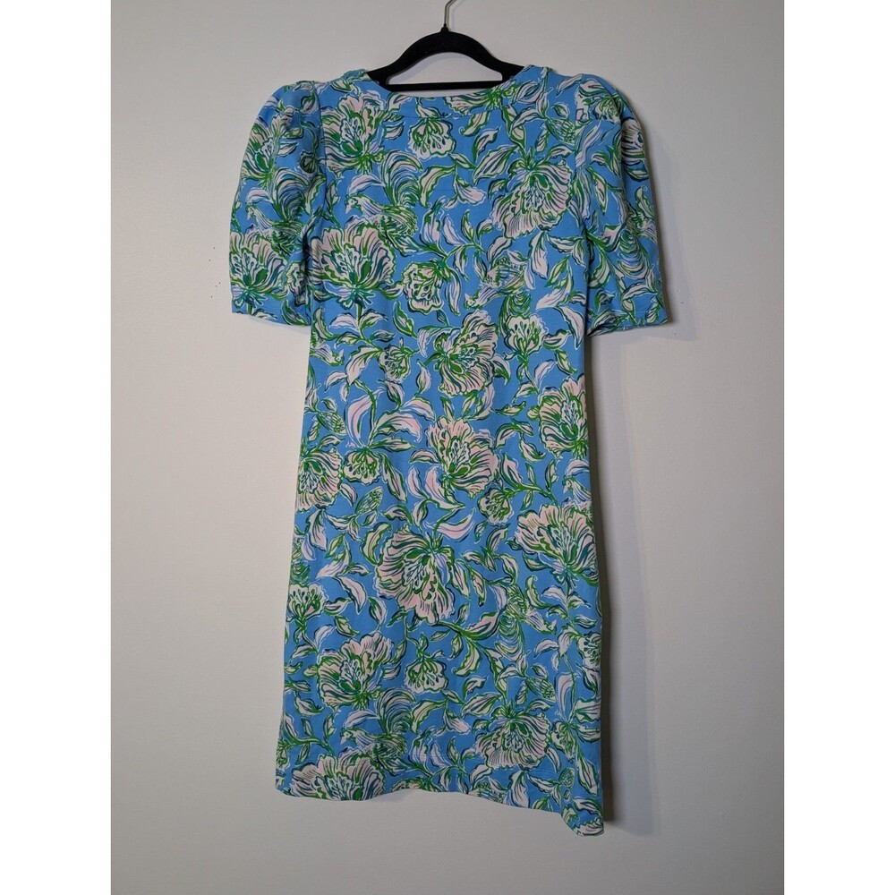 Lilly Pulitzer XXS Blue Floral Puff Sleeve Shift Dress Resort Coastal - Picture 3 of 7